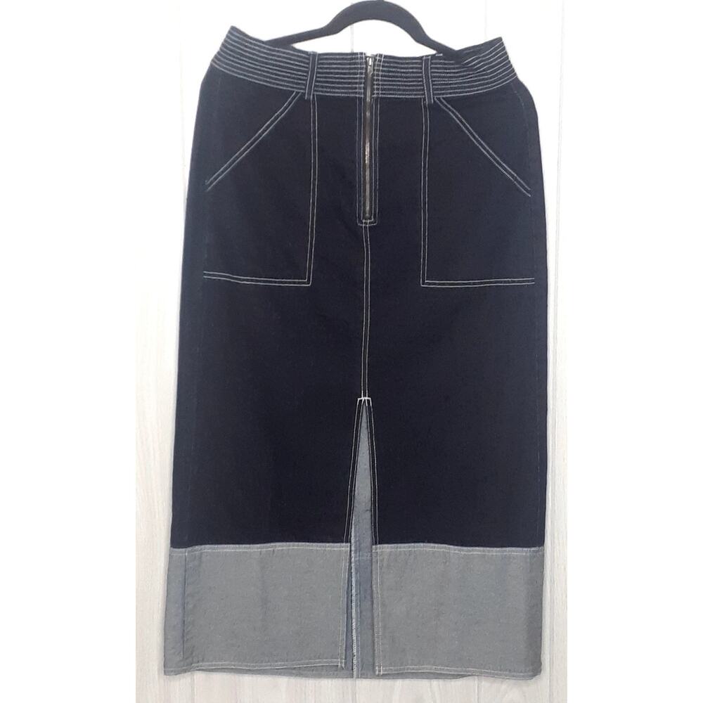 Anthropologie Pilcro Polished High-Waist Midi Pencil Skirt Denim Size 10